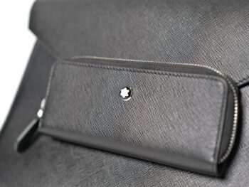 Túi clutch cầm tay Montblanc Sartorial Envelope Pouch with Pen Pocket Black Leather Goods 130314 - Ảnh 4