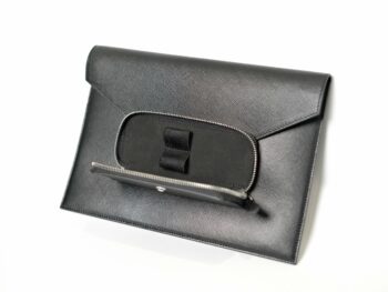 Túi clutch cầm tay Montblanc Sartorial Envelope Pouch with Pen Pocket Black Leather Goods 130314 - Ảnh 2