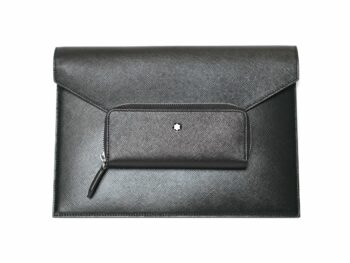 Túi clutch cầm tay Montblanc Sartorial Envelope Pouch with Pen Pocket Black Leather Goods 130314