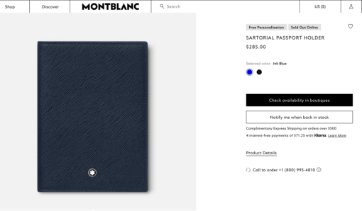 Ví hộ chiếu Montblanc Sartorial Passport Holder Ink Blue 131733 Ví Montblanc 6