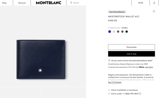 Ví Montblanc Meisterstuck Wallet 6cc Ink Blue 131692 Ví Montblanc 6