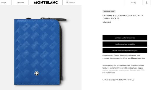 Ví Montblanc Extreme 3.0 Card Holder 3cc with Zipped Pocket Atlantic Blue 130242 Ví Montblanc Mới Nguyên Hộp 7