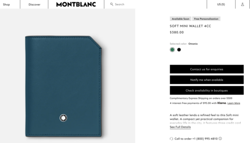 Ví Montblanc Meisterstuck Selection Soft Mini Wallet 4cc Ottanio 131246 Ví Montblanc Mới Nguyên Hộp 9