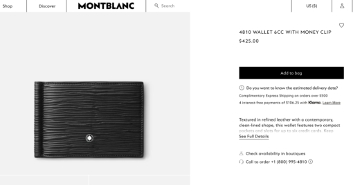 Ví Montblanc Meisterstuck 4810 Wallet 6cc with Money Clip Black 130925 Ví Montblanc Mới Nguyên Hộp 7