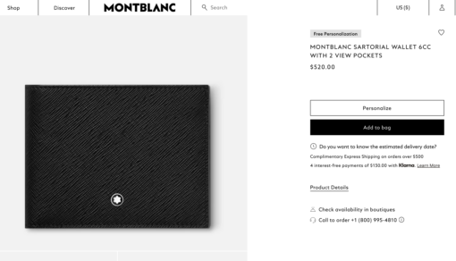 Ví Montblanc Sartorial Wallet 6cc 2 View Pockets Black 130318 Ví Montblanc Mới Nguyên Hộp 8