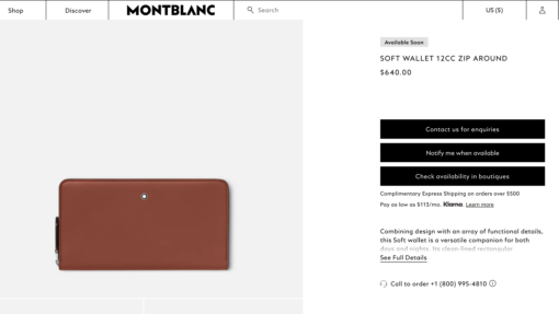 Ví Montblanc Meistertsuck Selection Soft Wallet 12cc Zip Around Light Brick 131253 Ví Montblanc Mới Nguyên Hộp 7