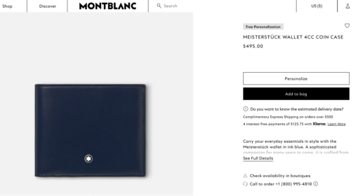 Ví Montblanc Meisterstuck Wallet 4cc with Coin Case Ink Blue 131934 Ví Montblanc Mới Nguyên Hộp 7