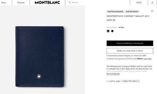 Ví Montblanc Meisterstuck Compact Wallet 6cc Ink Blue 131695 Ví Montblanc Mới Nguyên Hộp 8