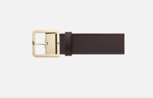 Thắt lưng Montblanc Square Frame Pin Buckle Shiny Light Gold Reversible Dark Brown/Grey Saffiano Belt Leather 131165 – 4cm Thắt lưng Montblanc 3