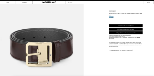 Thắt lưng Montblanc Square Frame Pin Buckle Shiny Light Gold Reversible Dark Brown/Grey Saffiano Belt Leather 131165 – 4cm Thắt lưng Montblanc 5
