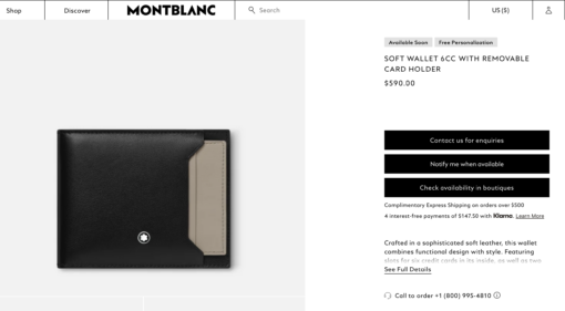 Ví Montblanc Meisterstuck Selection Soft Wallet 6cc with Removable Card Holder Black 131250 Ví Montblanc Mới Nguyên Hộp 5