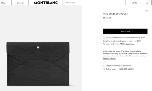 Túi cầm tay Montblanc Meisterstuck 4810 Envelope Pouch Black 130921 Ví Montblanc Mới Nguyên Hộp 9
