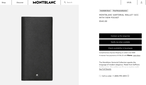 Ví Montblanc Sartorial Wallet 12cc Black with View Pocket 130076 Ví Montblanc Mới Nguyên Hộp 3