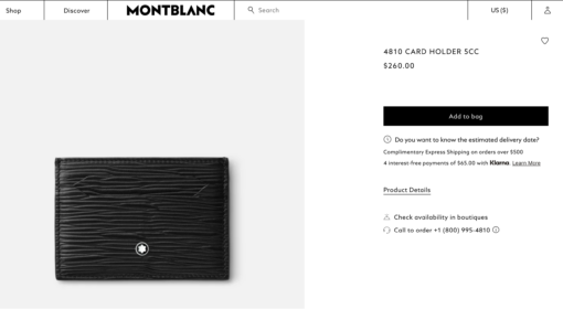 Ví Montblanc Meisterstuck 4810 Card Holder 5cc Black 130930 Ví Montblanc Mới Nguyên Hộp 5