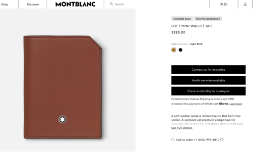 Ví Montblanc Meisterstuck Selection Soft Mini Wallet 4cc Light Brick 131243 Ví Montblanc Mới Nguyên Hộp 5
