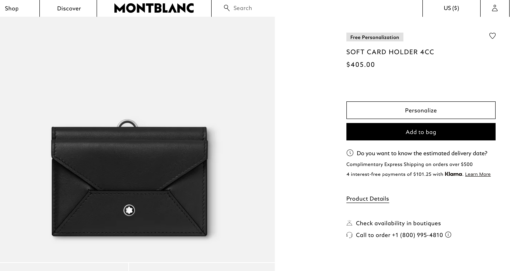 Ví Montblanc Meistertsuck Selection Soft Card Holder 4cc Black 131255 Ví Montblanc Mới Nguyên Hộp 5
