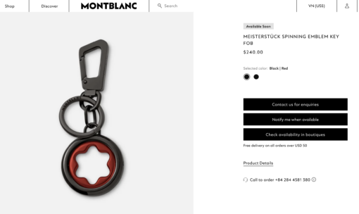 Móc chìa khoá Montblanc Meisterstück Spinning Emblem Key Fob 131107 Móc chìa khoá Montblanc móc chìa khoá Montblanc 4