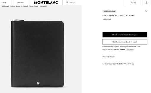 Bao da sổ tay Montblanc Sartorial Notepad Holder Black 130840 Sổ da Montblanc bao da Montblanc 6