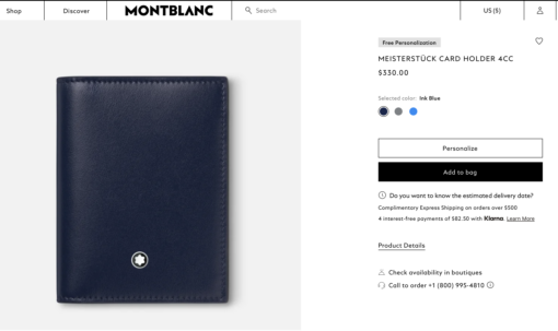 Ví Montblanc Meisterstuck Card Holder 4cc Ink Blue 131693 Ví Montblanc Mới Nguyên Hộp 5