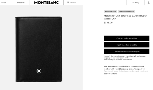 Ví Montblanc Meisterstuck Business Card Holder with Flap Black 130084 Ví Montblanc Mới Nguyên Hộp 4