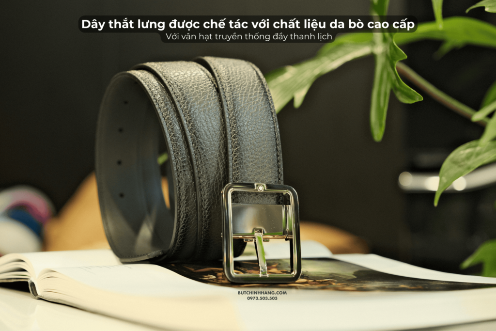 Chiếc thắt lưng với mặt khoá mạ kết hợp ruthenium và palladium - Montblanc 131191 - chiec that lung voi mat khoa ma ket hop ruthenium va palladium montblanc 131192