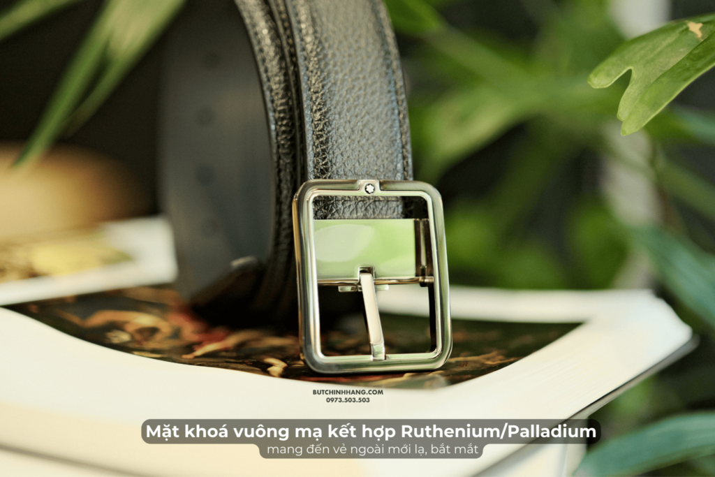 Chiếc thắt lưng với mặt khoá mạ kết hợp ruthenium và palladium - Montblanc 131191 - chiec that lung voi mat khoa ma ket hop ruthenium va palladium montblanc 131193