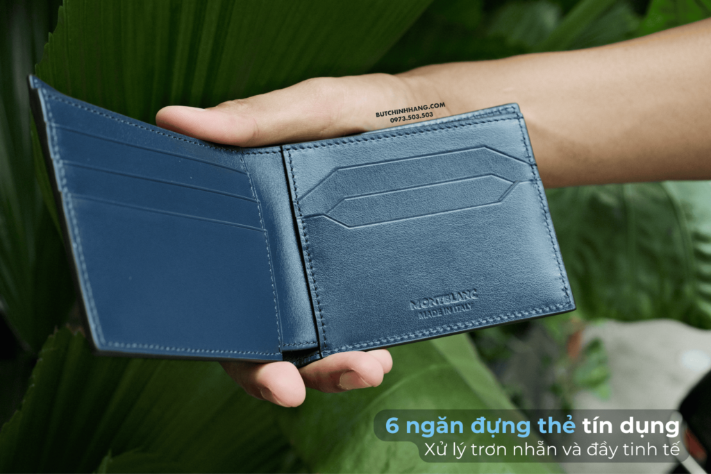 Montblanc Meisterstuck Wallet 6cc 131692 with the same leather color as blue ink - Montblanc Meisterstuck Wallet 6cc 131692 with the same leather color as blue ink 1