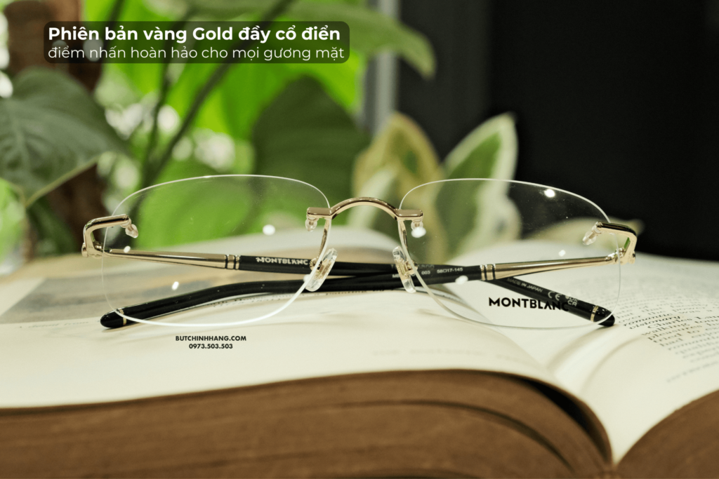 Hai mẫu gọng kính Montblanc Rimless MB0071O với hai màu mạ Gold và Platinum - hai mau gong kinh montblanc rimless mb0071o voi hai mau ma gold va platinum
