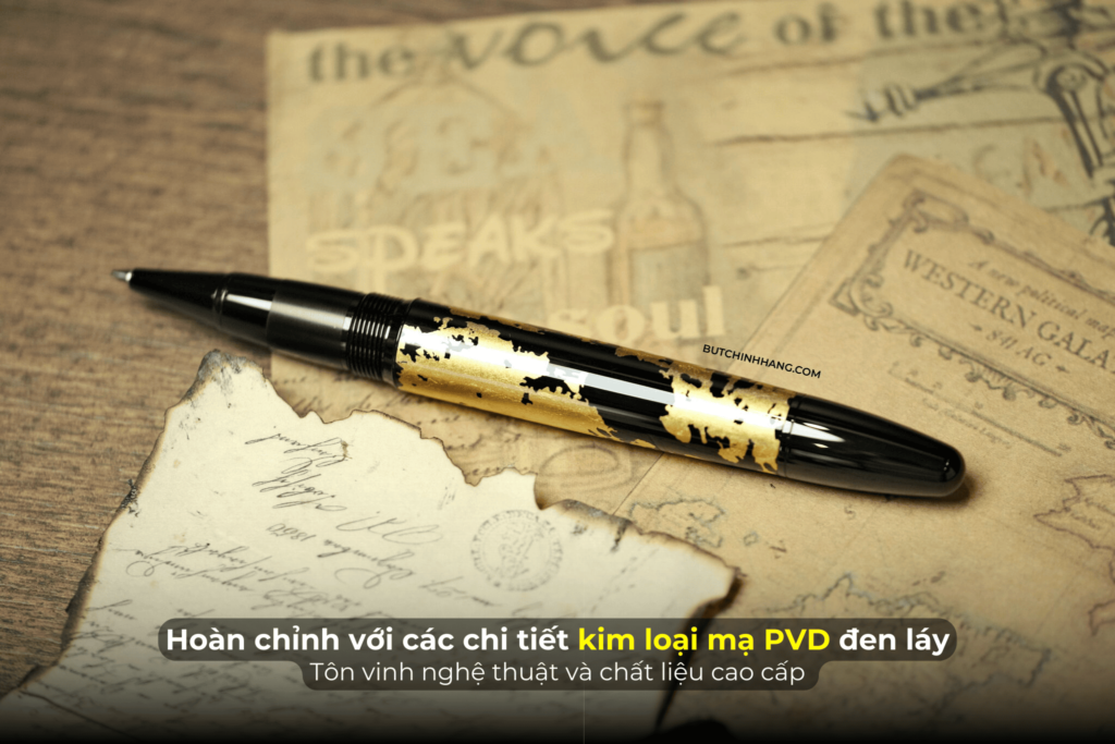 Lá vàng thật được dát trên mẫu bút Montblanc Meisterstuck Solitaire Calligraphy Gold Leaf 119689 - la vang that duoc dat tren mau but montblanc meisterstuck solitaire calligraphy gold leaf 119689