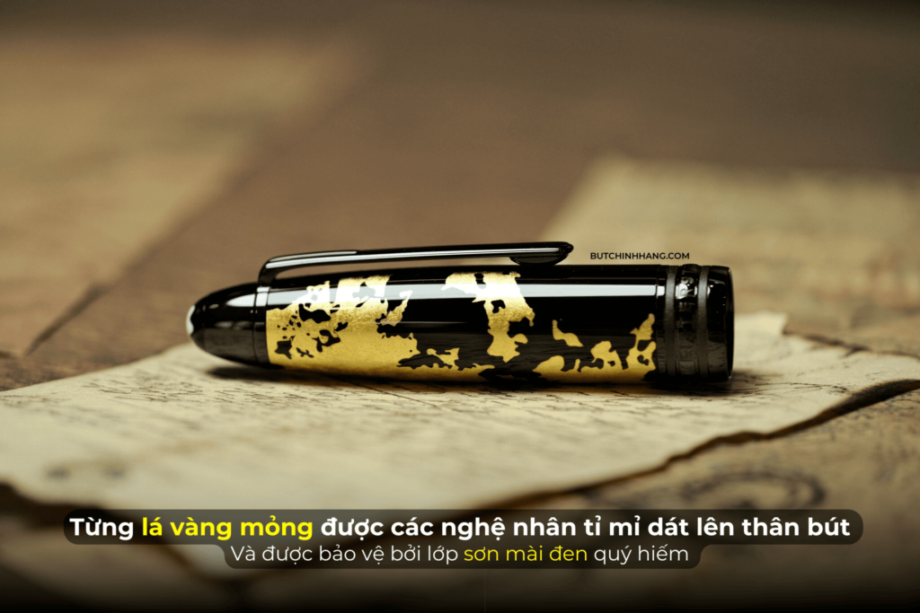 Lá vàng thật được dát trên mẫu bút Montblanc Meisterstuck Solitaire Calligraphy Gold Leaf 119689 - la vang that duoc dat tren mau but montblanc meisterstuck solitaire calligraphy gold leaf 119690