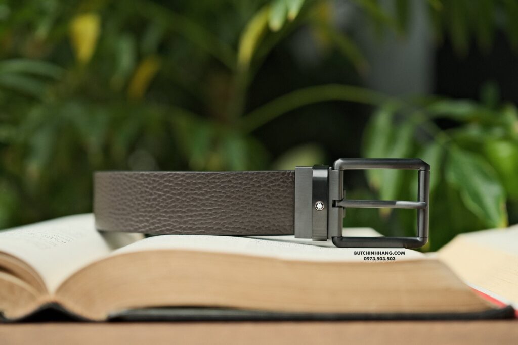 Thắt lưng Montblanc Roll Pin Buckle PVD Black Reversible Brown Grainy&Black Plain Leather Belt 131187 - 3,5cm - that lung montblanc roll pin buckle pvd black reversible brown grainyampblack plain leather belt 131187 35cm