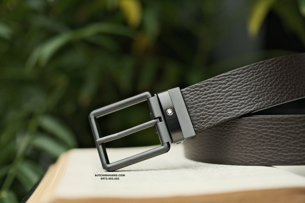 Thắt lưng Montblanc Roll Pin Buckle PVD Black Reversible Brown Grainy&Black Plain Leather Belt 131187 - 3,5cm - that lung montblanc roll pin buckle pvd black reversible brown grainyampblack plain leather belt 131187 35cm 2