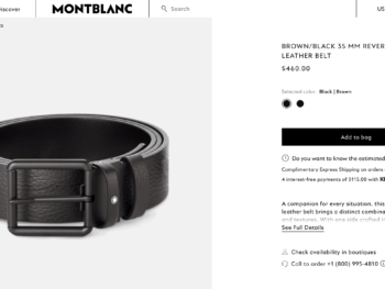 Thắt lưng Montblanc Roll Pin Buckle PVD Black Reversible Brown Grainy&Black Plain Leather Belt 131187 - 3,5cm - that lung montblanc roll pin buckle pvd black reversible brown grainyampblack plain leather belt 131187 35cm