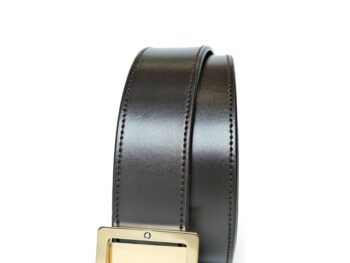Thắt lưng Montblanc Square Frame Pin Buckle Shiny Light Gold Reversible Dark Brown/Grey Saffiano Belt Leather 131165 - 4cm - that lung montblanc square frame pin buckle shiny light gold reversible dark browngrey saffiano belt leather 131165 4cm 3
