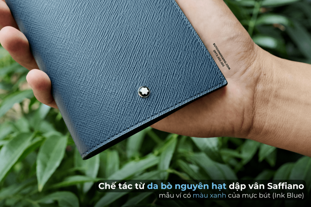 Ví hộ chiếu Montblanc Sartorial Passport Holder 131733 - phiên bản với màu sắc Ink Blue - vi ho chieu montblanc sartorial passport holder 131733 phien ban voi mau sac ink blue