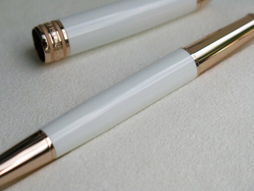 Bút Montblanc Meisterstuck White Solitaire Red Gold Classique Rollerball Pen 113324 - Image 7