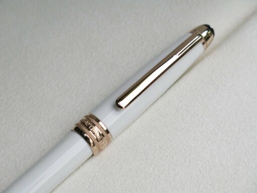 Bút Montblanc Meisterstuck White Solitaire Red Gold Classique Rollerball Pen 113324 - Image 4
