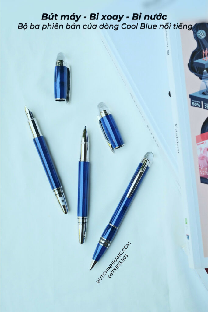 Một bộ sưu tập bút ký mang màu xanh của sự hiện đại - Starwalker Cool Blue - Mot phien ban Noblesse Gold Plated co dien Che tac toan than kim loai ma vang cao cap