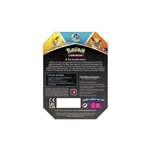 Hộp thiếc 4 gói bài Pokemon TCG – Eevee Evolutions Tin ( Jolteon V) Đồ Chơi Thẻ bài Pokemon TCG 3