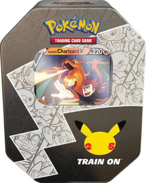 Hộp thiếc Pokemon TCG – Celebrations Lance’s Charizard V (tin) Đồ Chơi Thẻ bài Pokemon TCG