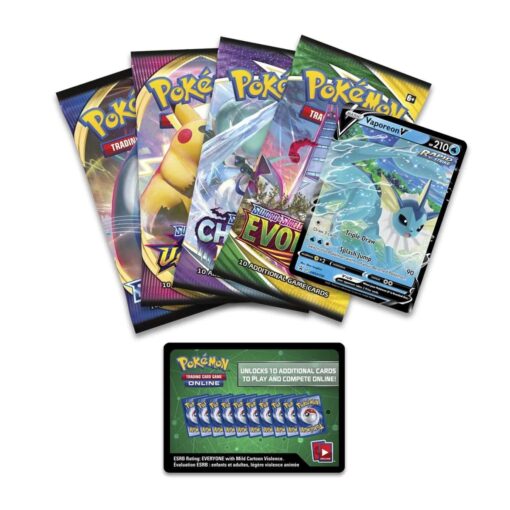 Hộp thiếc 4 gói bài Pokemon TCG - Eevee Evolutions Tin ( Vaporeon V) - Image 2