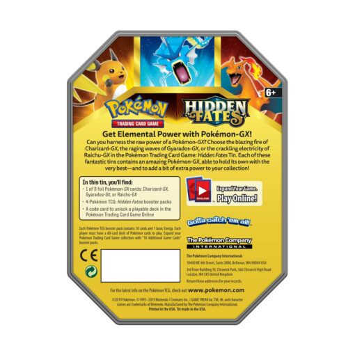 Hộp thiếc 4 gói thẻ bài Pokémon TCG: Hidden Fates Tin (Charizard-GX) Đồ Chơi Thẻ bài Pokemon TCG 3