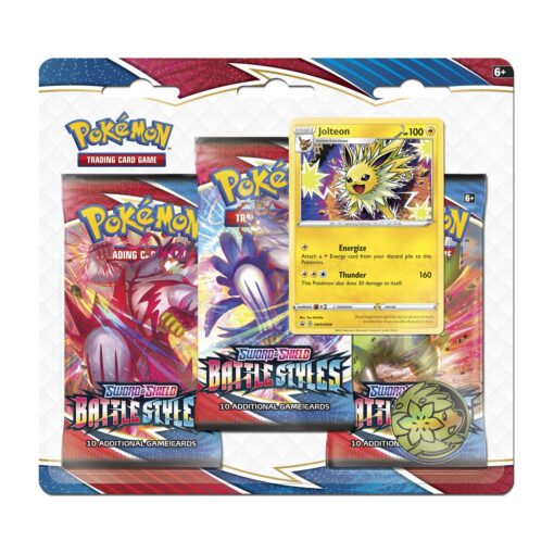 Vỉ 3 gói thẻ bài Pokemon TCG: Sword and Shield Battle Styles kèm Coin và thẻ Promo Jolteon Đồ Chơi Thẻ bài Pokemon TCG