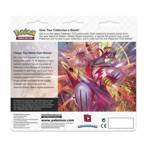 Vỉ 3 gói thẻ bài Pokemon TCG: Sword and Shield Battle Styles kèm Coin và thẻ Promo Jolteon Đồ Chơi Thẻ bài Pokemon TCG 3