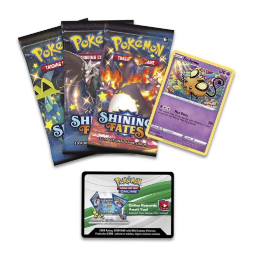 Hộp 3 gói thẻ bài Pokemon TCG Shining Fates Mad Party Pin Collection kèm thẻ Promo Dedenne Đồ Chơi Thẻ bài Pokemon TCG 2