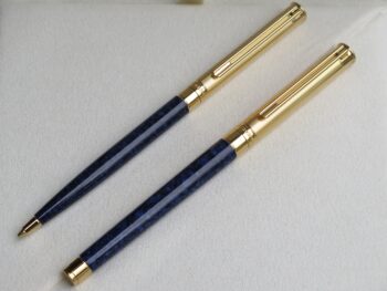 Bút chì & bút bi Montblanc Noblesse Gold Plated Blue Marbled Mechanical Pencil 18484 & Rollerball Pen 18384 Bút Bi Nước