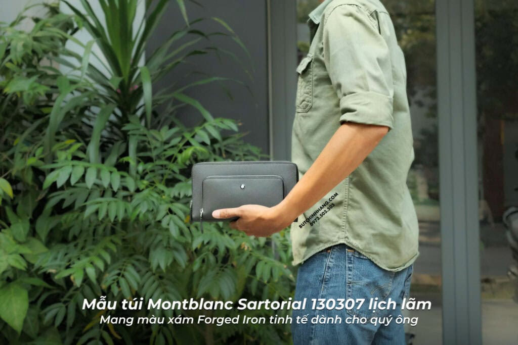 Tinh tế trong từng chi tiết, bền bỉ cùng thời gian - Túi clutch Montblanc Sartorial Mini Bag Forged Iron 130307 - 9