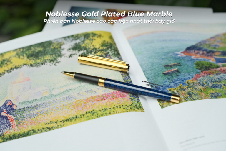 Noblesse Gold Plated Blue Marble - Mẫu bút độc đáo của những năm thập niên 1980 - 1 2