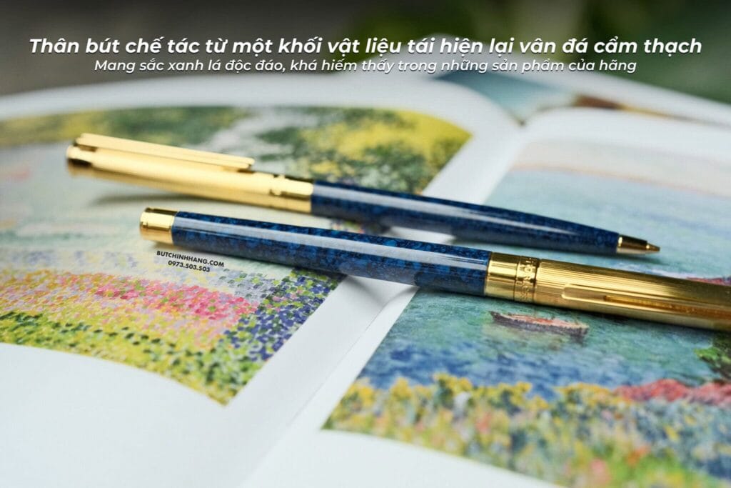 Noblesse Gold Plated Blue Marble - Mẫu bút độc đáo của những năm thập niên 1980 - noblesse gold plated blue marble mau but doc dao cua nhung nam thap nien 1980